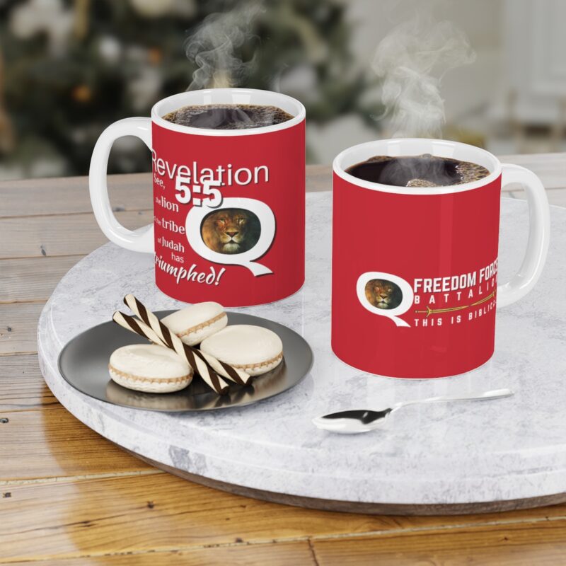 5:5 Lion Mug with Cross - Red  - Ceramic Mugs (11oz15oz20oz)