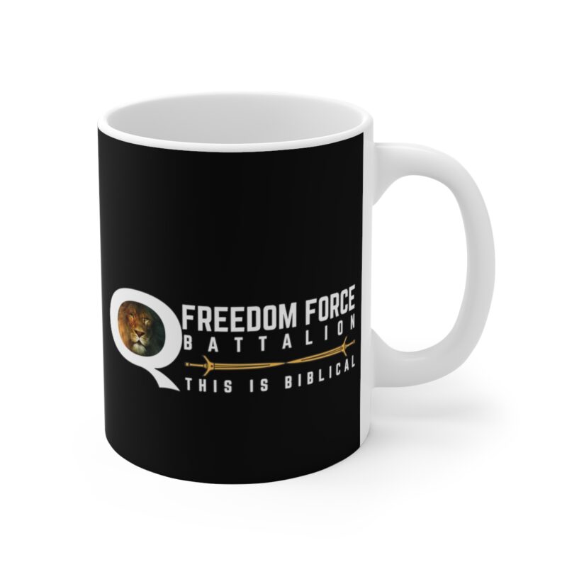 5:5 Lion Mug with Cross - Black - Ceramic Mugs (11oz15oz20oz) - Image 3