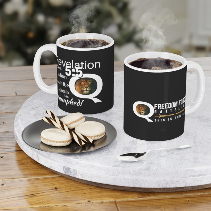 5:5 Lion Mug with Cross - Black - Ceramic Mugs (11oz15oz20oz) - Image 4