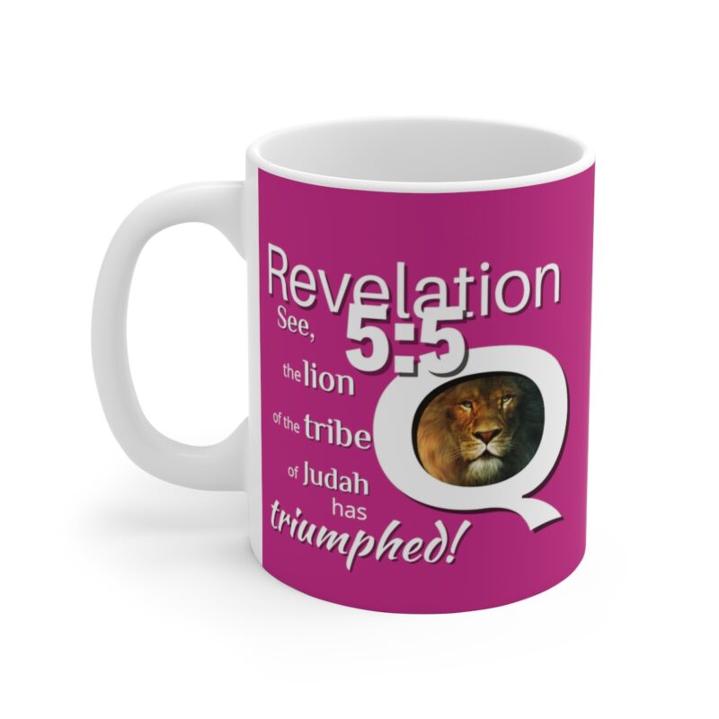 5:5 Lion Mug with Cross - Fuschia - Ceramic Mugs (11oz15oz20oz)