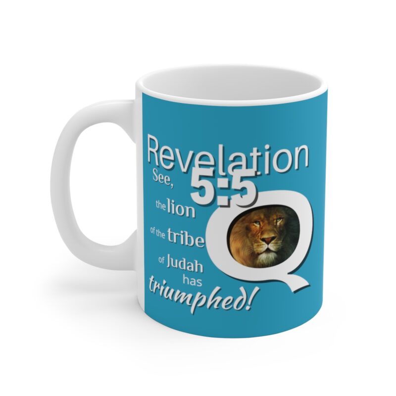 5:5 Lion Mug with Cross - Turquoise - Ceramic Mugs (11oz15oz20oz) - Image 3