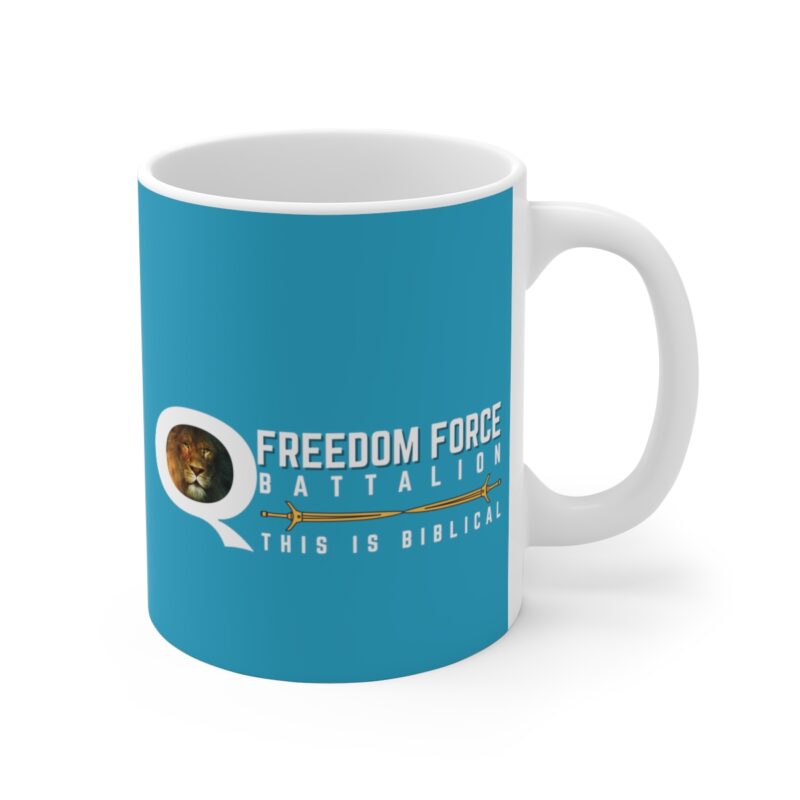 5:5 Lion Mug with Cross - Turquoise - Ceramic Mugs (11oz15oz20oz) - Image 4