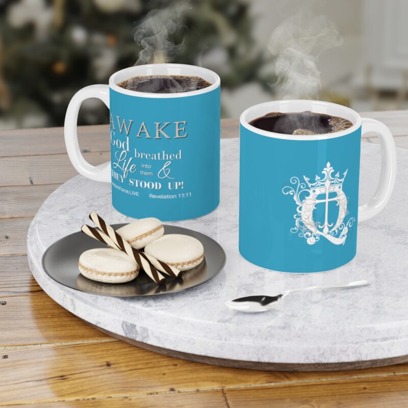 Awake Mug with Cross - Turquoise - Ceramic Mugs (11oz15oz20oz) - Image 4