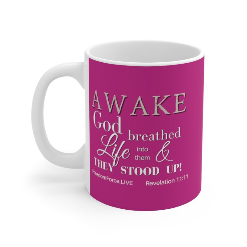Awake Mug with Cross - Fuschia Ceramic Mugs (11oz15oz20oz)