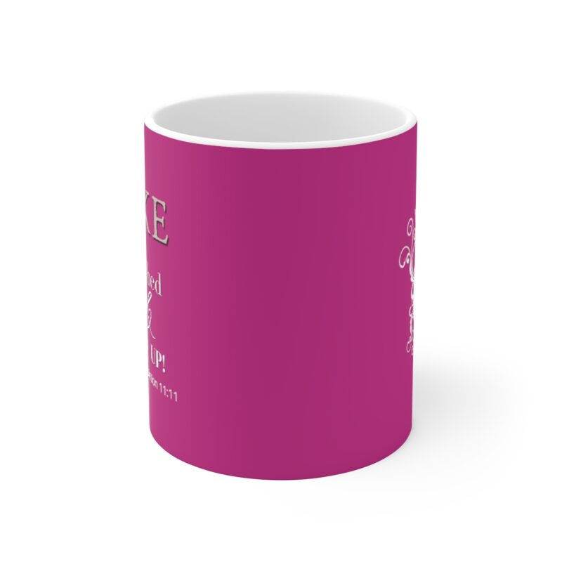 Awake Mug with Cross - Fuschia Ceramic Mugs (11oz15oz20oz) - Image 2