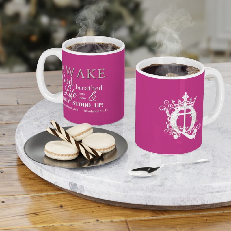 Awake Mug with Cross - Fuschia Ceramic Mugs (11oz15oz20oz) - Image 4