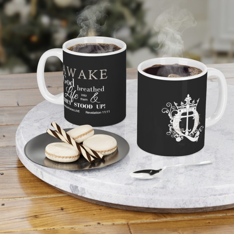 Awake Mug with Cross - Black - Ceramic Mugs (11oz15oz20oz) - Image 4