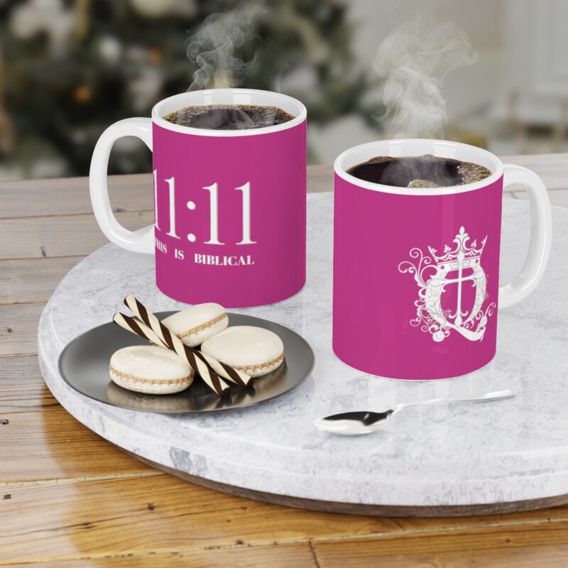 Revelation 11:11 with Cross - Fuschia  - Ceramic Mugs (11oz15oz20oz) - Image 14