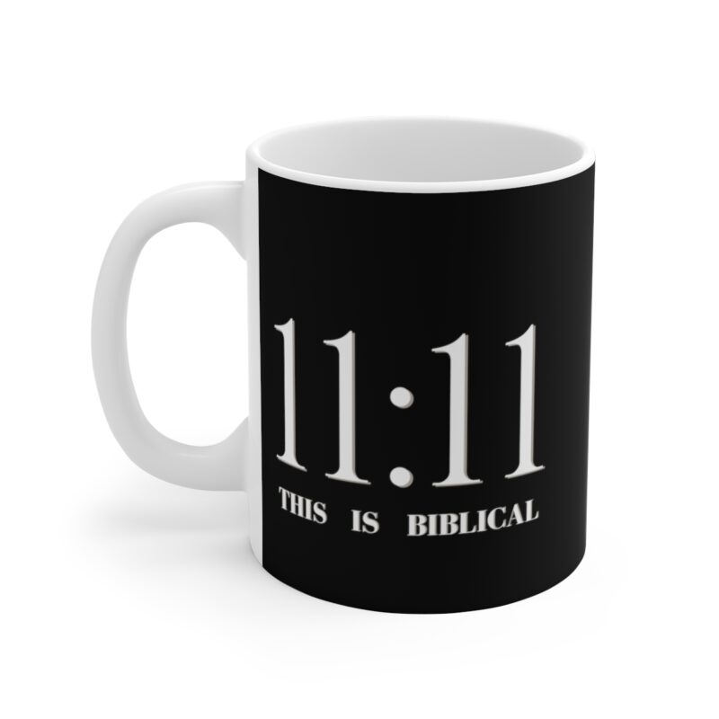 Revelation 11:11 with Cross - Black - Ceramic Mugs (11oz15oz20oz) - Image 3