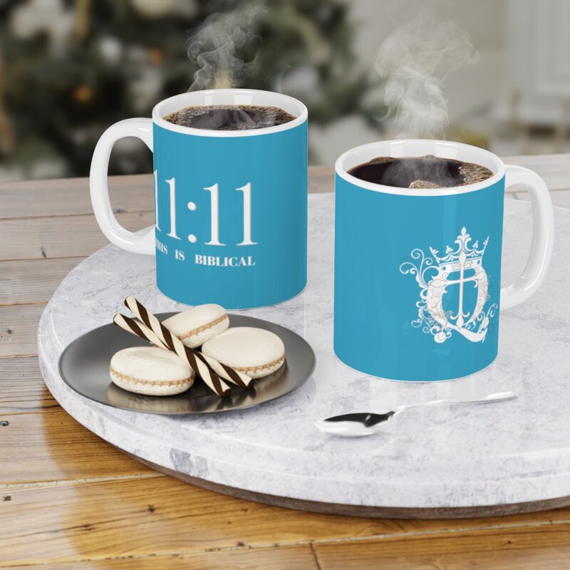 Revelation 11:11 with Cross - Turquoise - Ceramic Mugs (11oz15oz20oz) - Image 14