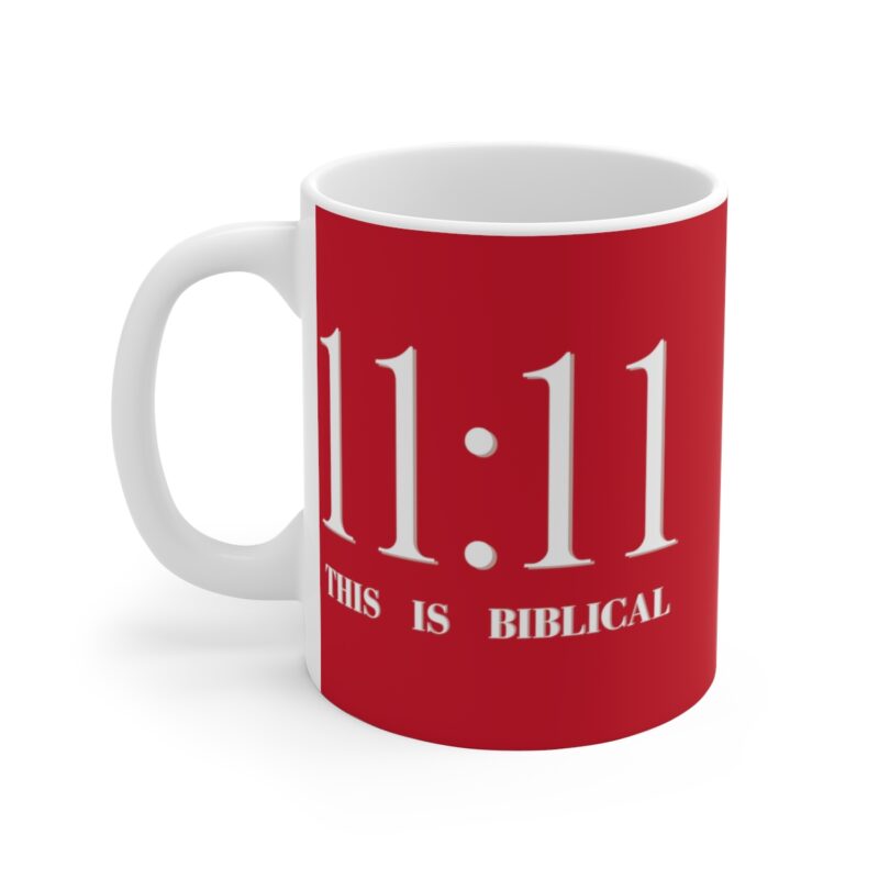 Awake 11:11 Mug with Cross - Red - Ceramic Mugs (11oz15oz20oz) - Image 12