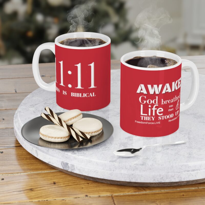 Awake 11:11 Mug with Cross - Red - Ceramic Mugs (11oz15oz20oz) - Image 14