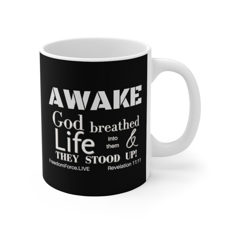 Awake 11:11 Mug with Cross - Black - Ceramic Mugs (11oz15oz20oz)