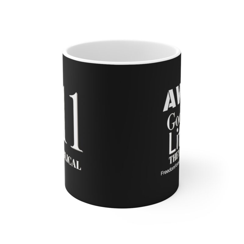 Awake 11:11 Mug with Cross - Black - Ceramic Mugs (11oz15oz20oz) - Image 2