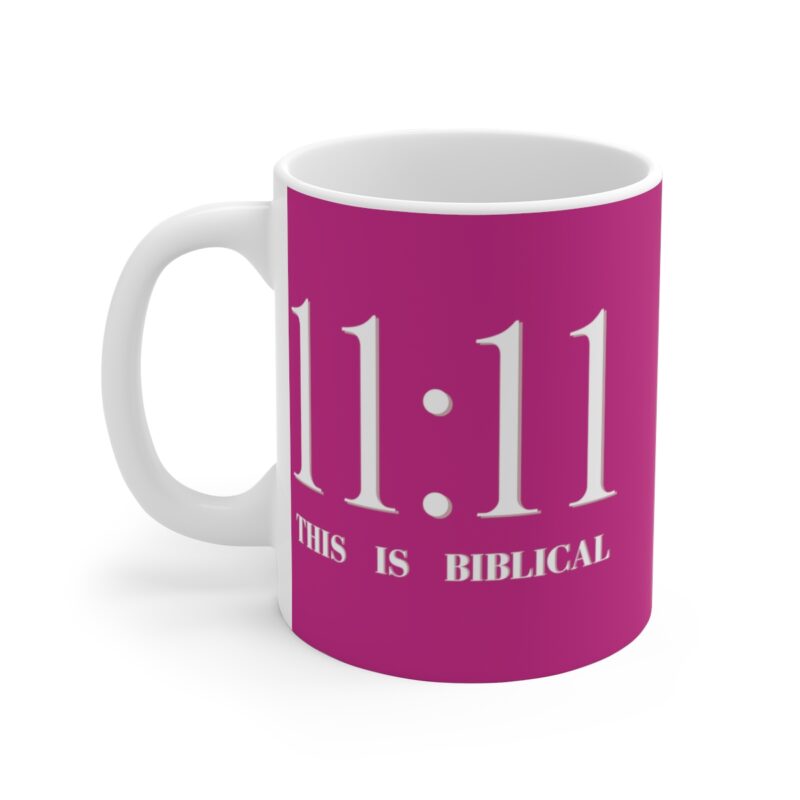Awake 11:11 Mug with Cross - Fuschia - Ceramic Mugs (11oz15oz20oz) - Image 12