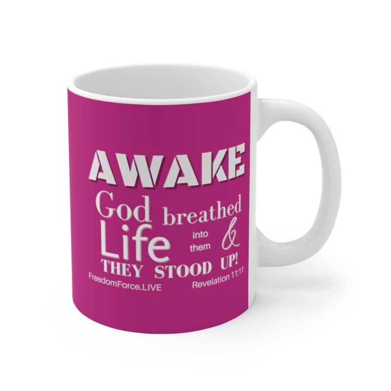 Awake 11:11 Mug with Cross - Fuschia - Ceramic Mugs (11oz15oz20oz) - Image 13