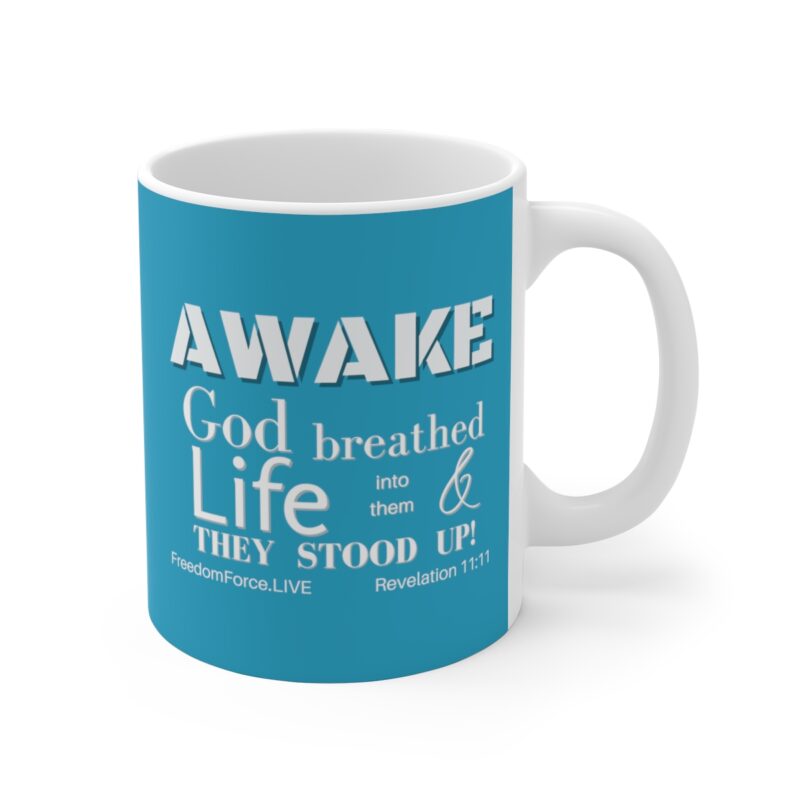 Awake 11:11 Mug with Cross - Turquoise - Ceramic Mugs (11oz15oz20oz)