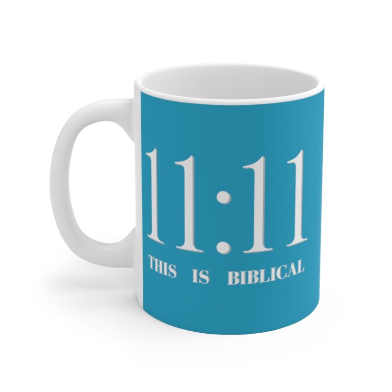 Awake 11:11 Mug with Cross - Turquoise - Ceramic Mugs (11oz15oz20oz) - Image 3