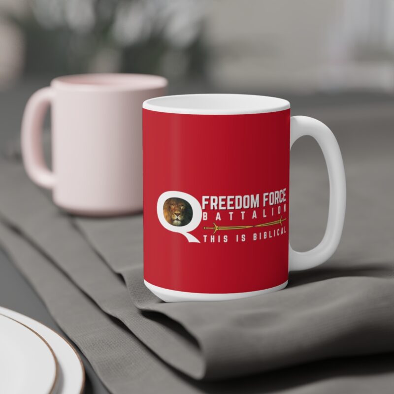 5:5 Lion Mug with Cross - Red  - Ceramic Mugs (11oz15oz20oz) - Image 8