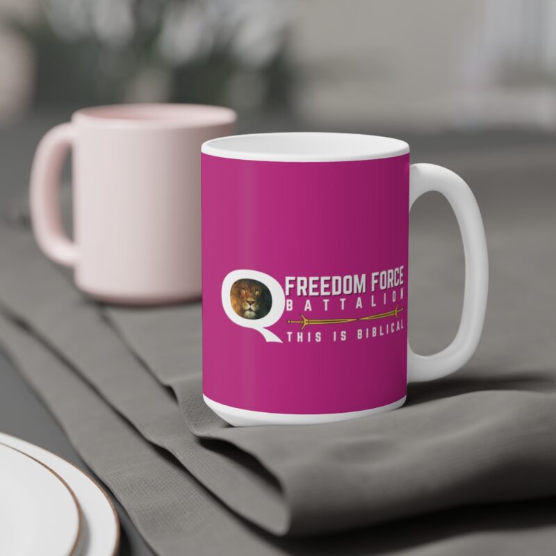 5:5 Lion Mug with Cross - Fuschia - Ceramic Mugs (11oz15oz20oz) - Image 8