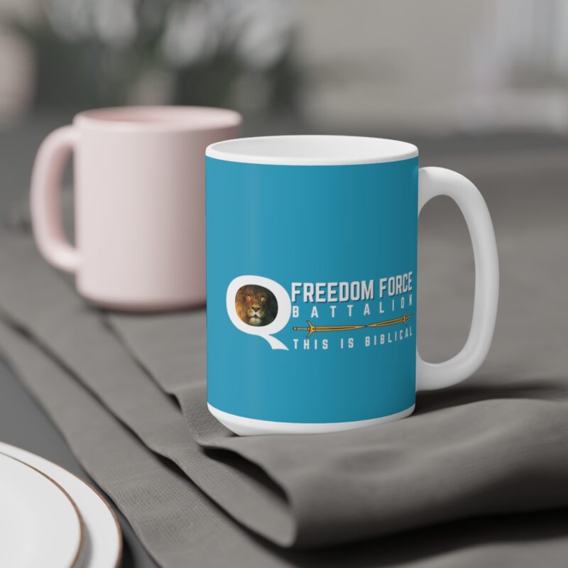 5:5 Lion Mug with Cross - Turquoise - Ceramic Mugs (11oz15oz20oz) - Image 8