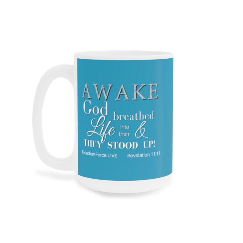Awake Mug with Cross - Turquoise - Ceramic Mugs (11oz15oz20oz) - Image 6
