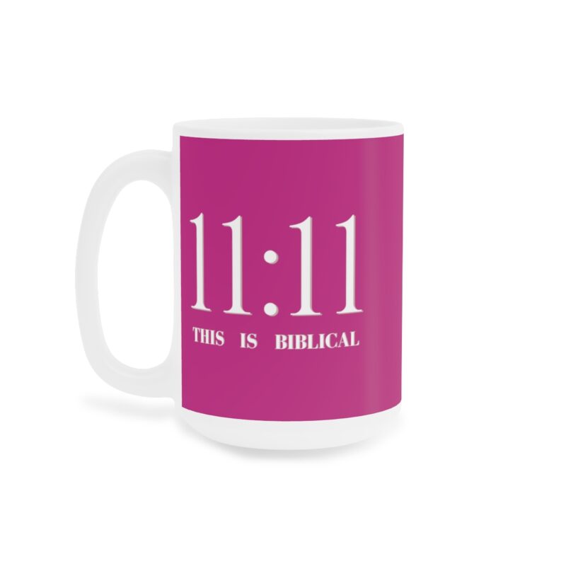 Revelation 11:11 with Cross - Fuschia  - Ceramic Mugs (11oz15oz20oz) - Image 7