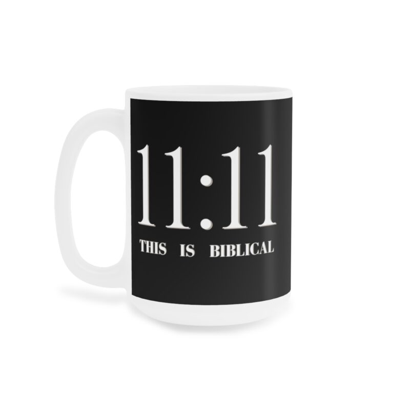Awake 11:11 Mug with Cross - Black - Ceramic Mugs (11oz15oz20oz) - Image 6