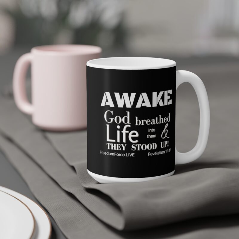 Awake 11:11 Mug with Cross - Black - Ceramic Mugs (11oz15oz20oz) - Image 8