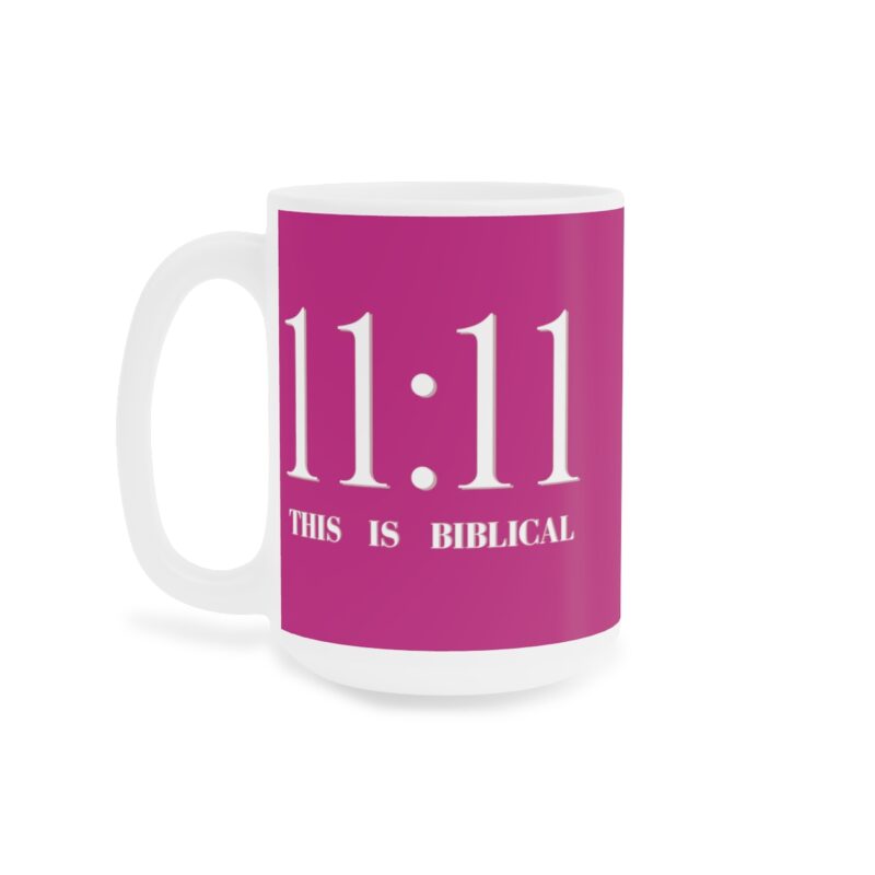 Awake 11:11 Mug with Cross - Fuschia - Ceramic Mugs (11oz15oz20oz) - Image 7