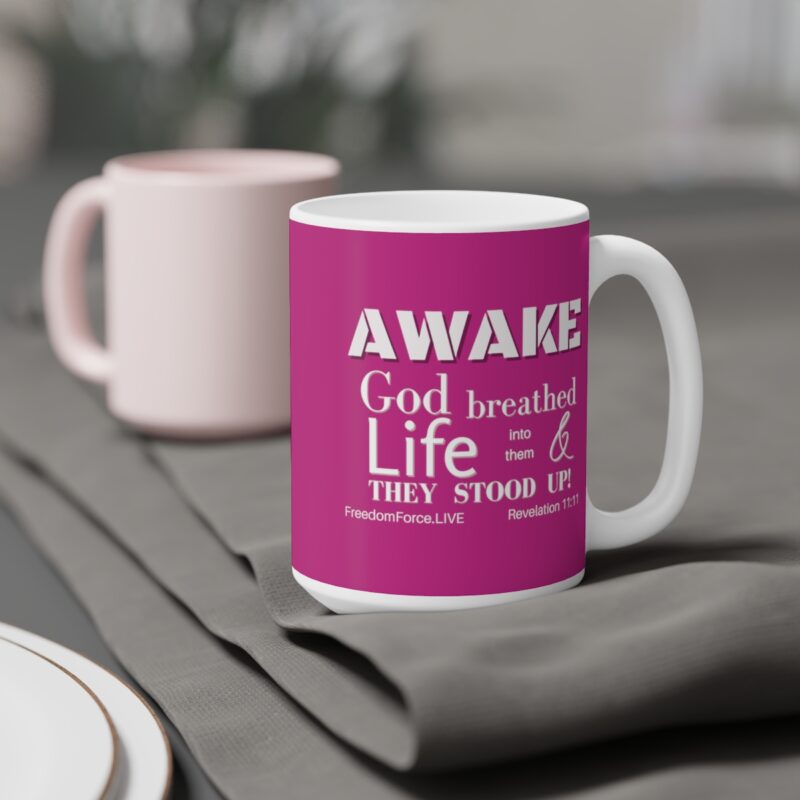 Awake 11:11 Mug with Cross - Fuschia - Ceramic Mugs (11oz15oz20oz) - Image 9