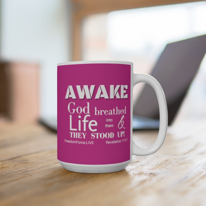 Awake 11:11 Mug with Cross - Fuschia - Ceramic Mugs (11oz15oz20oz) - Image 10
