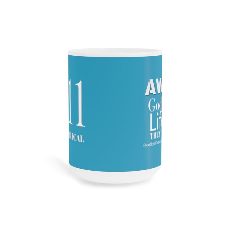 Awake 11:11 Mug with Cross - Turquoise - Ceramic Mugs (11oz15oz20oz) - Image 5