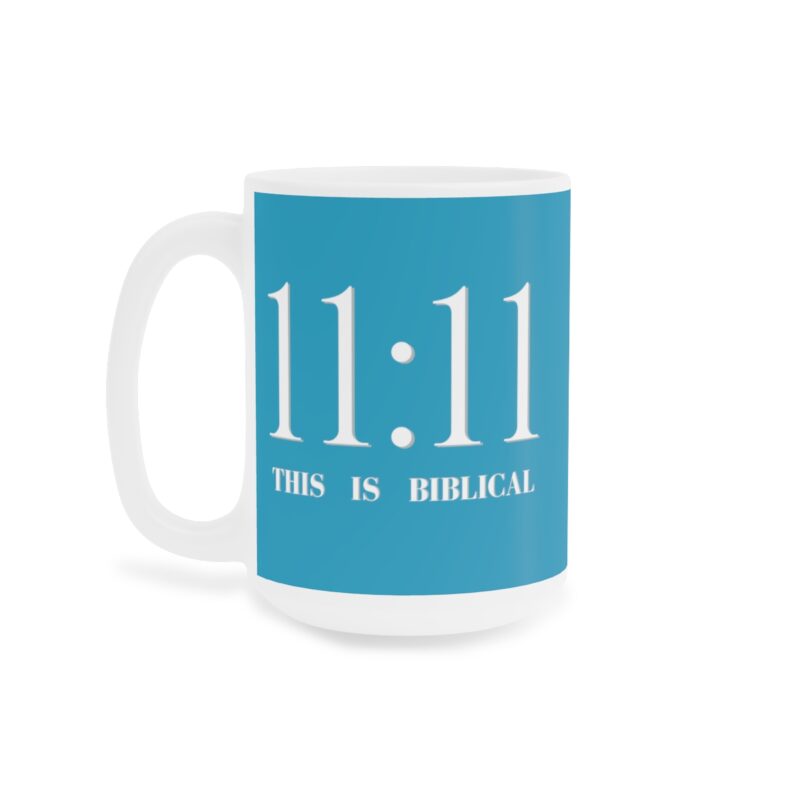 Awake 11:11 Mug with Cross - Turquoise - Ceramic Mugs (11oz15oz20oz) - Image 6