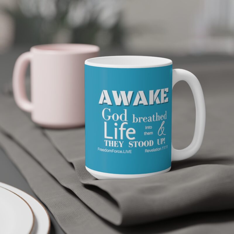 Awake 11:11 Mug with Cross - Turquoise - Ceramic Mugs (11oz15oz20oz) - Image 8