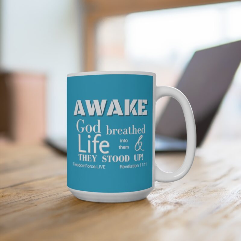 Awake 11:11 Mug with Cross - Turquoise - Ceramic Mugs (11oz15oz20oz) - Image 9