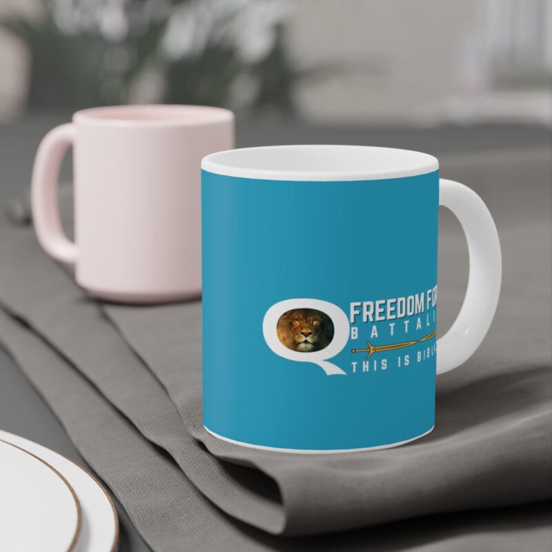 5:5 Lion Mug with Cross - Turquoise - Ceramic Mugs (11oz15oz20oz) - Image 13
