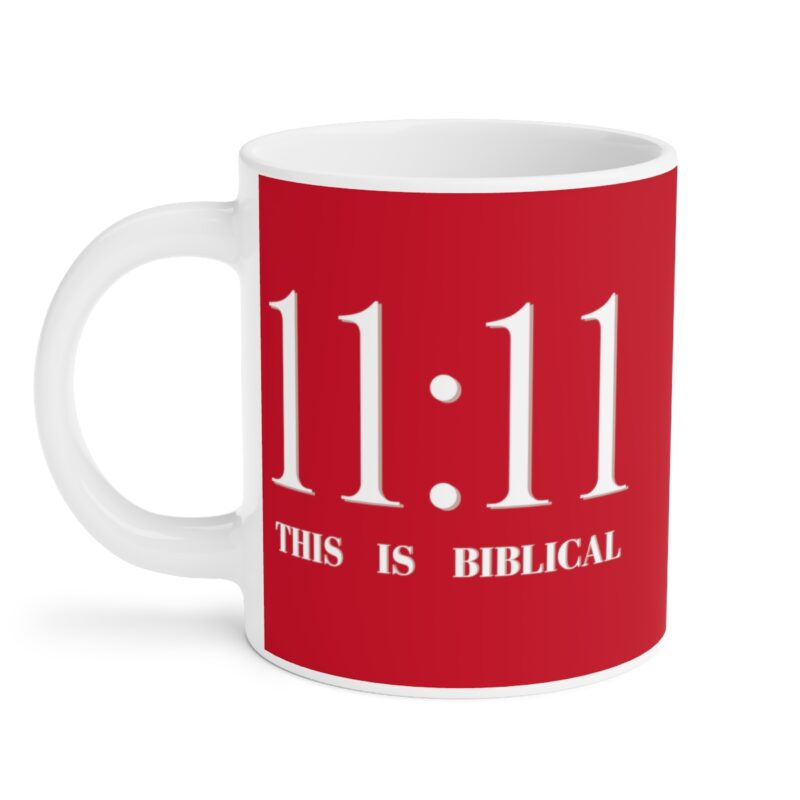 Awake 11:11 Mug with Cross - Red - Ceramic Mugs (11oz15oz20oz) - Image 3