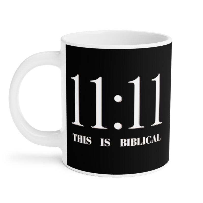 Awake 11:11 Mug with Cross - Black - Ceramic Mugs (11oz15oz20oz) - Image 11
