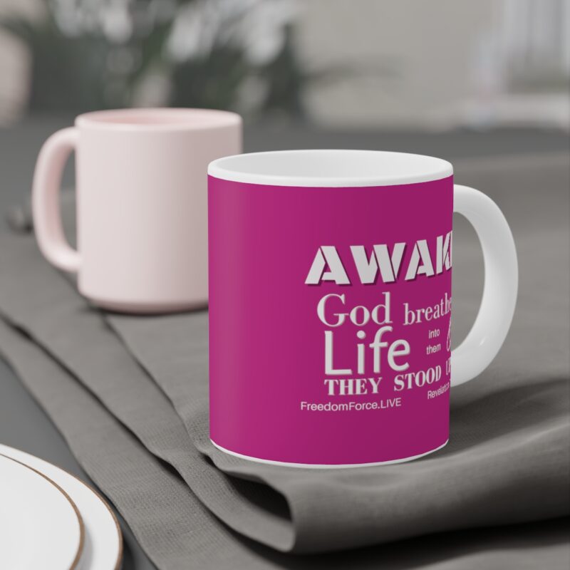 Awake 11:11 Mug with Cross - Fuschia - Ceramic Mugs (11oz15oz20oz) - Image 4