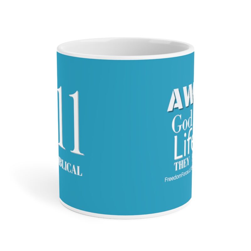 Awake 11:11 Mug with Cross - Turquoise - Ceramic Mugs (11oz15oz20oz) - Image 10