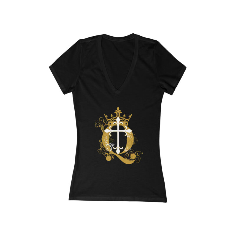 Crown Q Cross - Women's Jersey Short Sleeve Deep V-Neck Tee