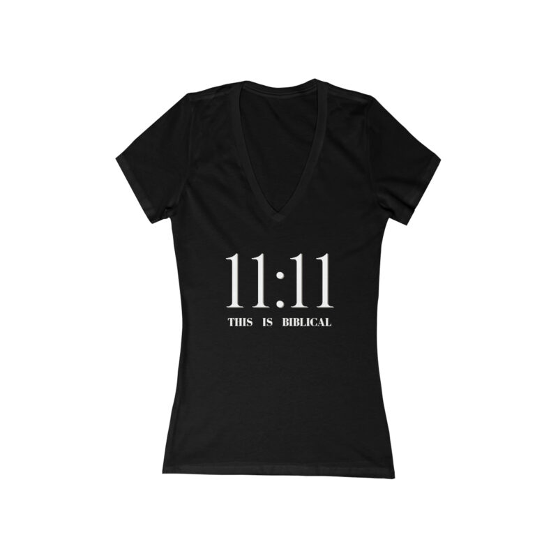 11:11 This is Biblical!  Women's Jersey Short Sleeve Deep V-Neck Tee - Image 3