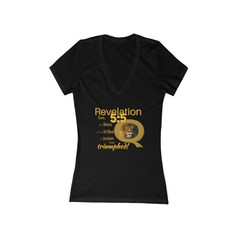The Lion of the Tribe of Judah has Triumphed! Women's Jersey Short Sleeve Deep V-Neck Tee