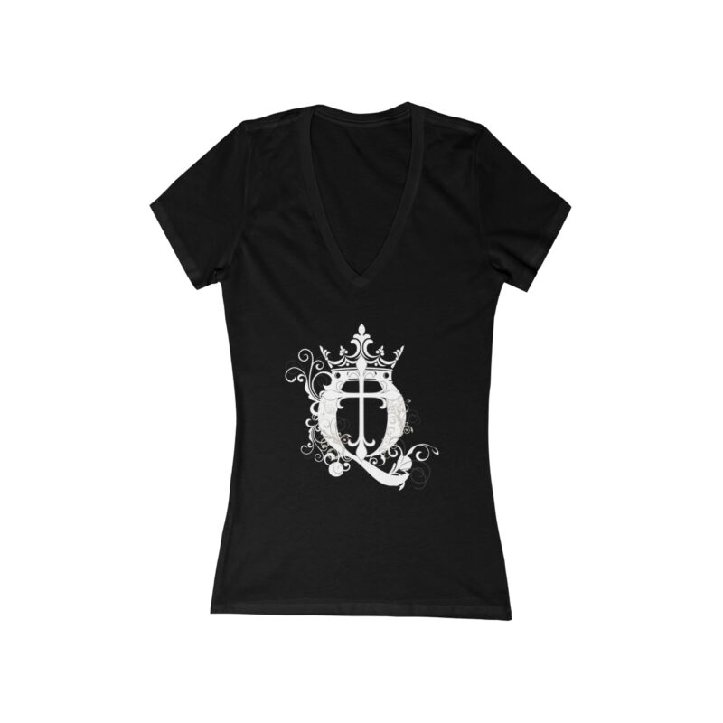 Cross Q and Crown - Women's Jersey Short Sleeve Deep V-Neck Tee - Image 3