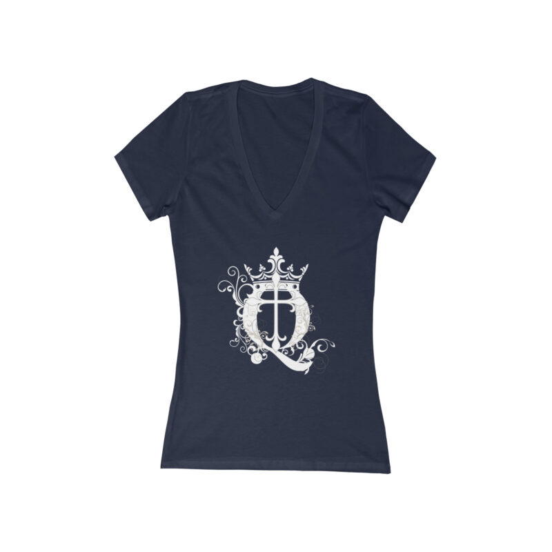 Cross Q and Crown - Women's Jersey Short Sleeve Deep V-Neck Tee