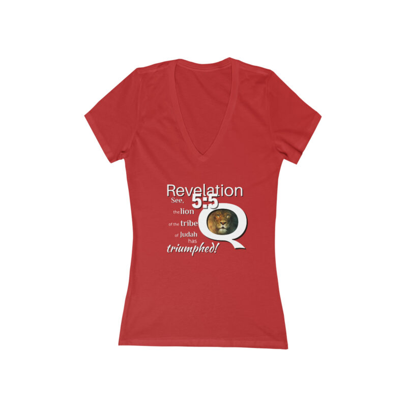 The Lion of the Tribe of Judah has Triumphed!  Women's Jersey Short Sleeve Deep V-Neck Tee - Image 5