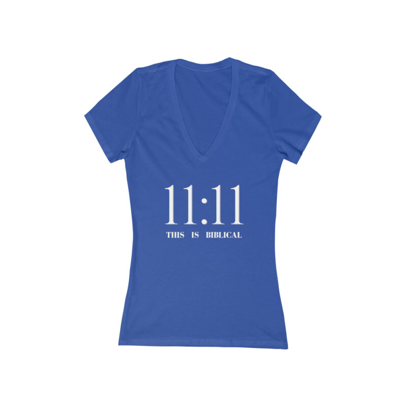 11:11 This is Biblical!  Women's Jersey Short Sleeve Deep V-Neck Tee - Image 5