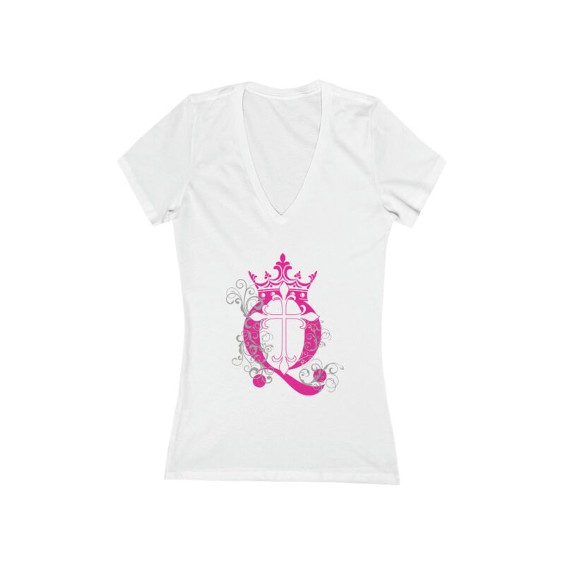 Crown Q Cross - Women's Jersey Short Sleeve Deep V-Neck Tee