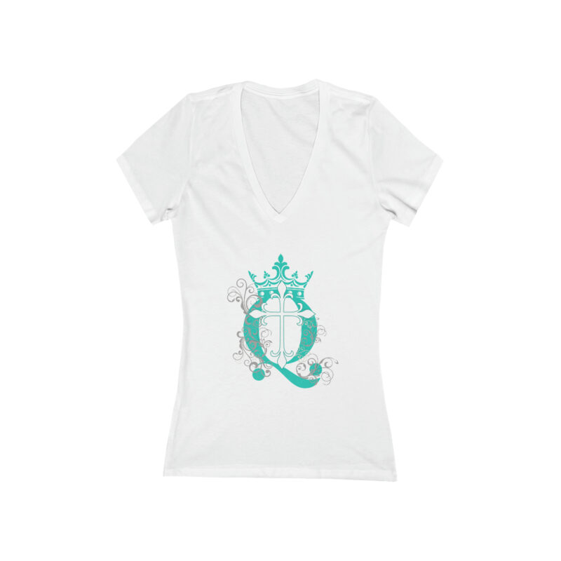 Crown Q Cross - Women's Jersey Short Sleeve Deep V-Neck Tee